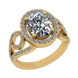 3.30 CtwVS/SI1 Diamond 14K Yellow Gold Engagement Halo Ring