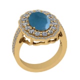 6.20 Ctw I2/I3 Aquamarine And Diamond 14K Yellow Gold Vintage Style Engagement Ring