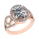 3.30 CtwVS/SI1 Diamond 14K Rose Gold Engagement Halo Ring