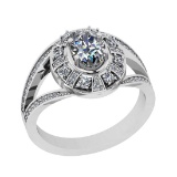 1.26 Ctw VS/SI1 Diamond 14K White Gold Engagement /Wedding Halo Ring