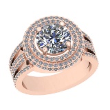3.22 Ctw VS/SI1 Diamond 14K Rose Gold Engagement Halo Ring