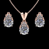 4.65 Ctw VS/SI1 Diamond 14K Rose Gold Pendant +Earrings Necklace Set (ALL DIAMOND ARE LAB GROWN )