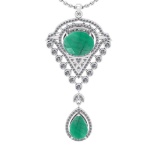 8.62 Ctw VS/SI1 Emerald And Diamond 14K White Gold Pendant Necklace