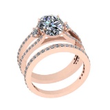 3.51 Ctw VS/SI1 Diamond Style 14K Rose Gold Engagement Set Ring