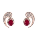 8.25 CtwVS/SI1 Ruby And Diamond 14K Rose Gold Stud Earrings ( ALL DIAMOND ARE LAB GROWN )