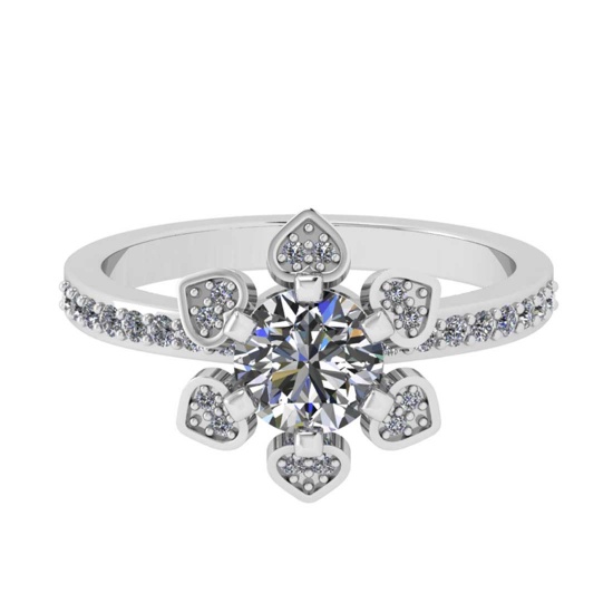 1.12 Ctw VS/SI1 Diamond Prong Set 14K White Gold Engagement Halo Ring