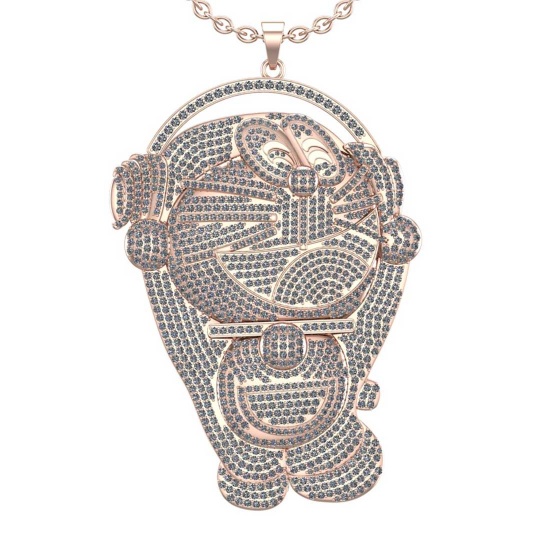 11.44 Ctw VS/SI1 Diamond Prong Set 14K Rose Gold Hip Hop Style Pendant Necklace