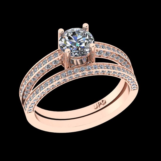 1.05 Ctw VS/SI1 Diamond 14K Rose Gold Engagement set Ring