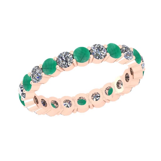 2.20 Ctw VS/SI1 Emerald And Diamond 14K Rose Gold Entity Band Ring