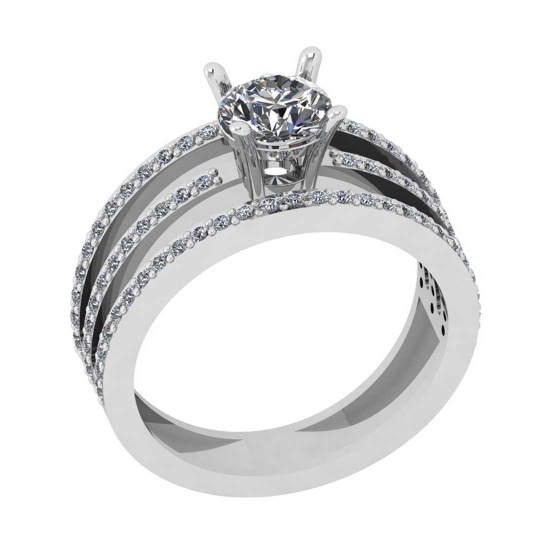 1.60 Ctw VS/SI1 Diamond Style 14K White Gold Engagement Set Ring