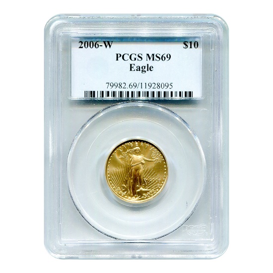 Certified Burnished American $10 Gold Eagle 2006-W MS69 PCGS