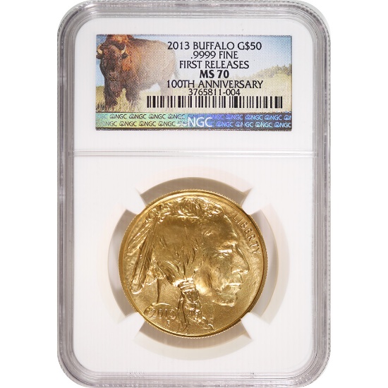Certified Uncirculated Gold Buffalo 2013 MS70 NGC First Releases