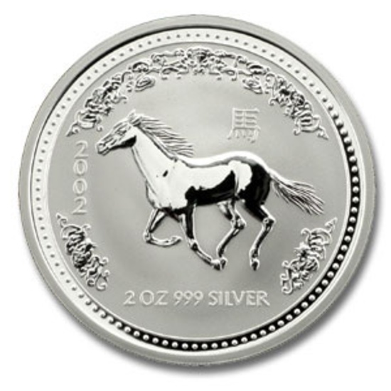 2002 Australia 2 oz Silver Lunar Horse