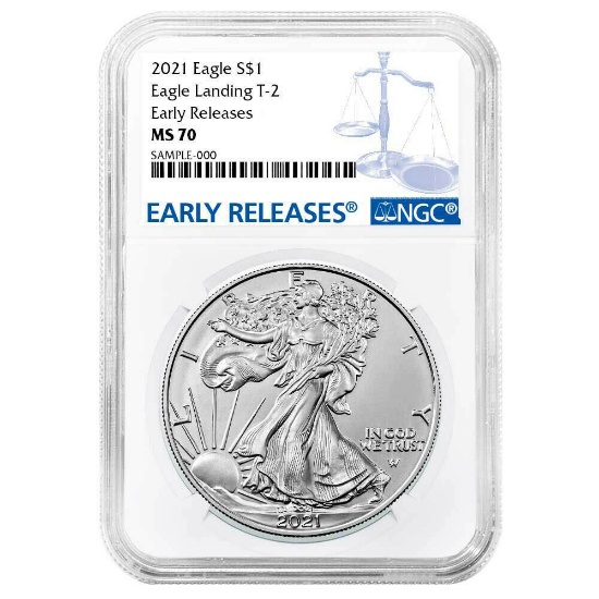 Certified Uncirculated Silver Eagle 2021 MS70 NGC Early Releases Type 2
