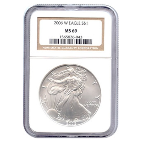 Burnished 2006-W Silver Eagle MS69 NGC