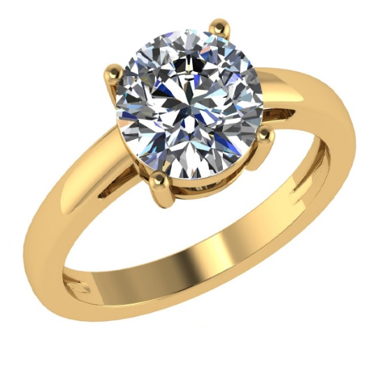 CERTIFIED 2.02 CTW E/VS1 ROUND (LAB GROWN Certified DIAMOND SOLITAIRE RING ) IN 14K YELLOW GOLD