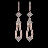 1.56 Ctw VS/SI1 Diamond 10K Rose Gold Dangling Earrings