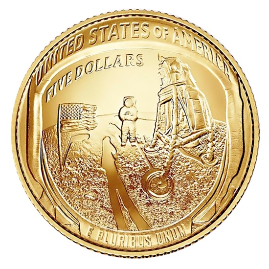 Gold $5 Commemorative 2019-W Apollo 11th BU (Box & COA)