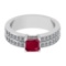 1.10 Ctw VS/SI1 Ruby And Diamond 14K White Gold Cocktail Ring