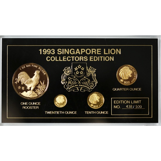 Singapore 4 Pc. Gold Set 1993 Year of the Rooster