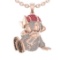1.51 Ctw VS/SI1 Ruby and Diamond 14K Yellow Gold Hip Hop theme Necklace (ALL DIAMOND ARE LAB GROWN )
