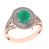 2.65 Ctw VS/SI1 Emerald and Diamond 14k Rose Gold Engagement Ring