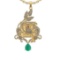 4.41 Ctw VS/SI1 Emerald and Diamond Prong Set 14K Yellow Gold Pendant (ALL DIAMOND ARE LAB GROWN) (A