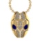 0.91 Ctw VS/SI1 Blue Sapphire and Diamond 14K Yellow Gold Snake Necklace(ALL DIAMOND ARE LAB GROWN D