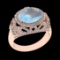 6.39 Ctw VS/SI1 Rainbow Moonstone And Diamond 14K Rose Gold Engagement Ring( ALL DIAMOND ARE LAB GRO