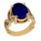 3.68 Ctw VS/SI1 Blue Sapphire and Diamond Prong Set 14K Yellow Gold Engagement Ring (ALL DIAMOND ARE