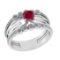 1.03 Ctw VS/SI1 Ruby and Diamond 14k white Gold Engagement Ring (ALL DIAMOND ARE LAB GROWN) (ALL DIA