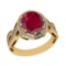 2.90 Ctw VS/SI1 Ruby and Diamond 14K Yellow Gold Vintage Style Ring (ALL DIAMOND ARE LAB GROWN DIAMO