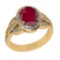3.26 Ctw VS/SI1 Ruby and Diamond 14k Yellow Gold Engagement Ring (ALL DIAMOND ARE LAB GROWN)