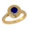 1.10 Ctw VS/SI1 Blue Sapphire and Diamond 14k Yellow Gold Engagement Ring