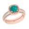 1.14 Ctw I2/I3 Emerald And Diamond 14K Rose Gold Engagement Ring