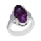14.46 Ctw VS/SI1 Amethyst and Diamond Prong Set 14k White Gold Engagement Ring