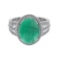 5.60 Ctw VS/SI1 Emerald And Diamond 14k White Gold Engagement Ring (ALL DIAMOND ARE LAB GROWN)