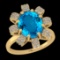 6.46 Ctw VS/SI1 Blue Topaz and Diamond 14K Yellow Gold Engagement Ring(ALL DAMONDS ARE LAB GROWN)