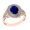 2.65 Ctw VS/SI1 Blue Sapphire and Diamond 14k Rose Gold Engagement Ring