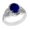 3.26 Ctw VS/SI1 Blue Sapphire and Diamond 14k white Gold Engagement Ring (ALL DIAMOND ARE LAB GROWN)