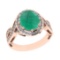 2.90 Ctw VS/SI1 Emerald and Diamond 14K Rose Gold Vintage Style Ring (ALL DIAMOND ARE LAB GROWN DIAM