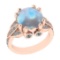 7.18 Ctw I2/I3 Rainbow Moonstone And Diamond 10K Rose Gold Engagement Ring( ALL DIAMOND ARE LAB GROW