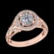 1.17 Ctw VS/SI1 Diamond 14K Rose Gold Engagement Ring(ALL DAMONDS ARE LAB GROWN)