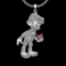 4.96 Ctw VS/SI1 Ruby and Diamond Style Prong Set 14K White Gold Hip Hop theme Necklace (ALL DIAMOND
