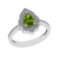 0.94 Ctw VS/SI1 Peridot and Diamond Set 10K white Gold Engagaement Ring (ALL DIAMOND ARE LAB GROWN)