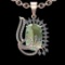 20.43 Ctw VS/SI1 Green Amethyst And Diamond 14K Rose Gold Necklace( ALL DIAMOND ARE LAB GROWN )