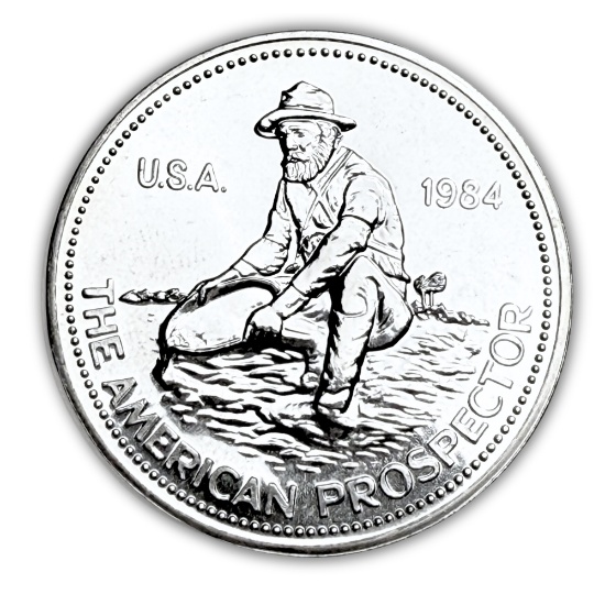 Silver Bullion 1 oz 1984 Engelhard Prospector Silver Round- E Logo Reverse