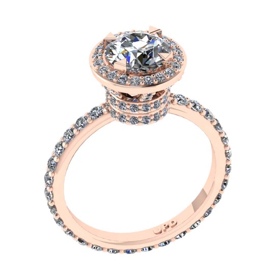 1.99 Ctw VS/SI1 Diamond 10K Rose Gold Engagement Halo Ring(ALL DAMONDS ARE LAB GROWN)