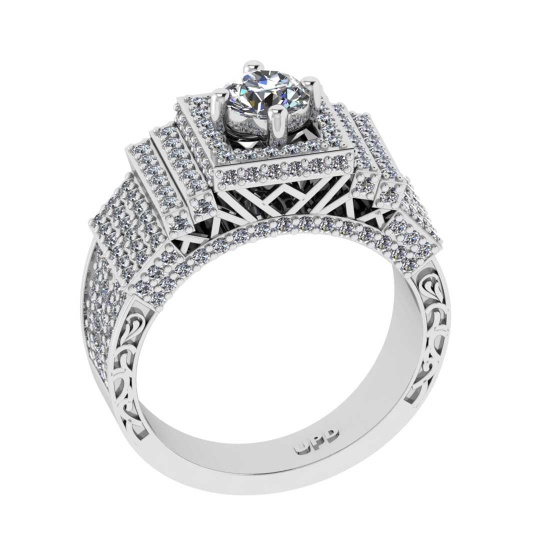 1.52 Ctw VS/SI1 Diamond 10K White Gold Engagement Halo Ring(ALL DAMONDS ARE LAB GROWN)