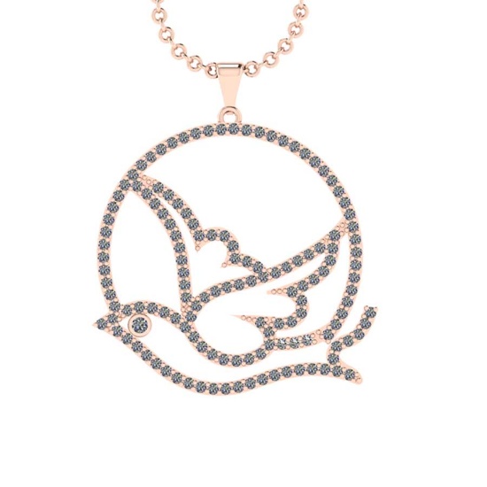 2.92 Ctw VS/SI1 Diamond 14K Rose Gold Birds Necklace(ALL DIAMOND ARE LAB GROWN )
